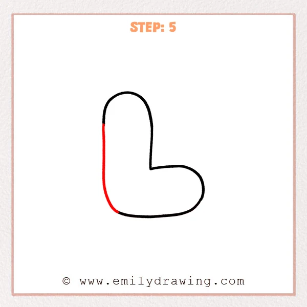 how to draw a bubble letter l - The outside outline is closed, completing the bubble letter L shape.